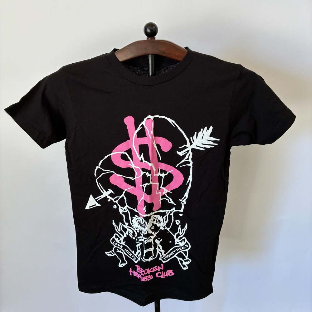 Polarize Broken Hearts Club Graphic T-Shirt Black/Pink